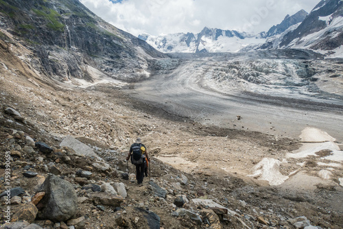 View of the Bracken Glacier on a trek from Zanskar to the Warwan Valley, Pir Panjal Range, Kashmir, India