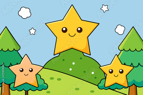 Stars twinkle in the night sky, with bare tree branches reaching out towards them.