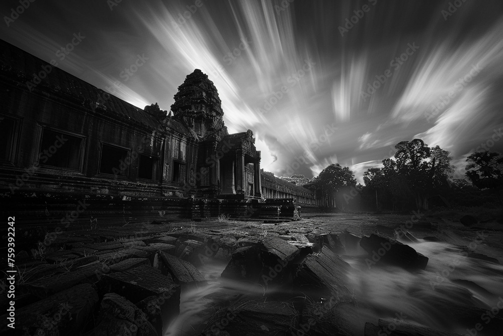 Long exposure of landscape photo Angkor Wat Temple