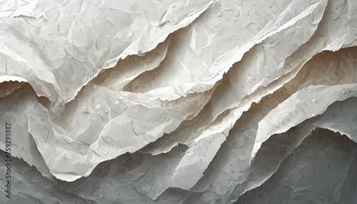Illustration of Crumpled and wet white paper texture. © Rmcarvalhobsb