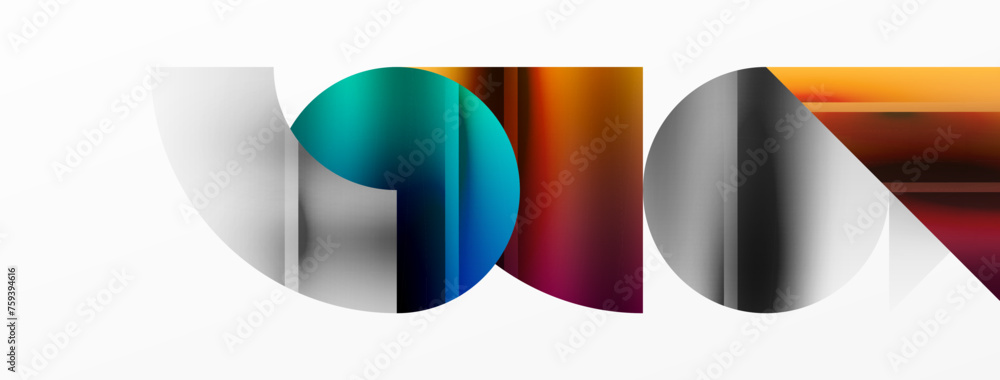 Minimalistic elegance shines through in this metallic background, showcasing composition of circles and triangles, creating geometric masterpiece Minimalistic elegance shines through in this metallic background, showcasing composition of circles and triangles, creating geometric masterpiece