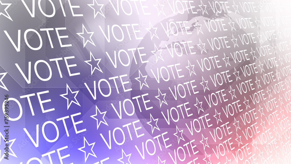 Vote text with world globe in election background creative design for presidential campaign information Vote text with world globe in election background creative design for presidential campaign information