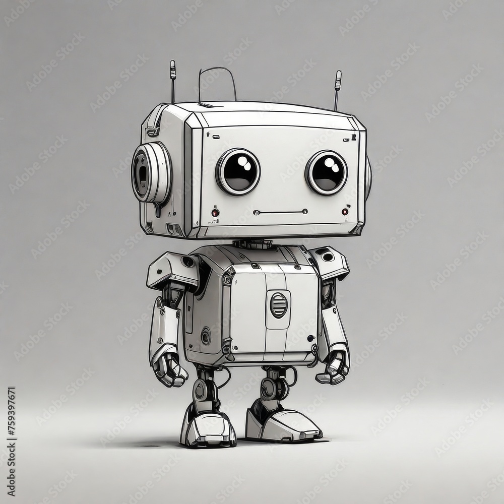 simple line drawing of childlike robot simple line drawing of childlike robot