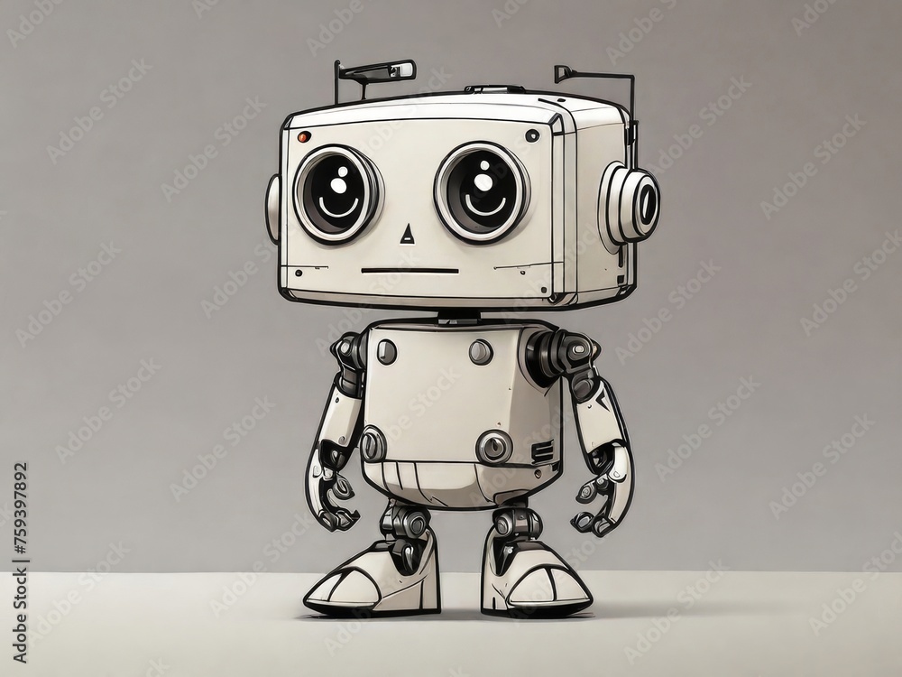 Fototapeta premium simple line drawing of childlike robot