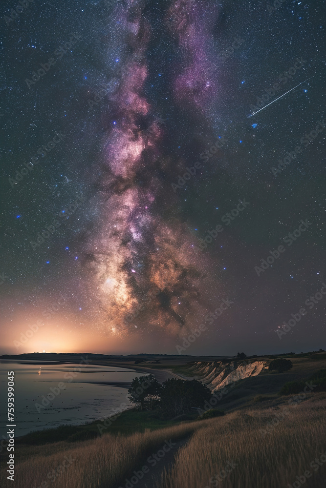 Night sky photography capturing meteor showers or auroras.