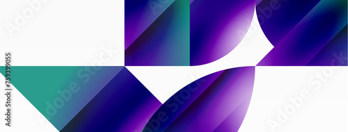 Serene gradient template. Circles and triangles mingle in minimalist perfection. Gentle fusion of forms and hues creates balanced yet captivating backdrop, embodying modern sophistication