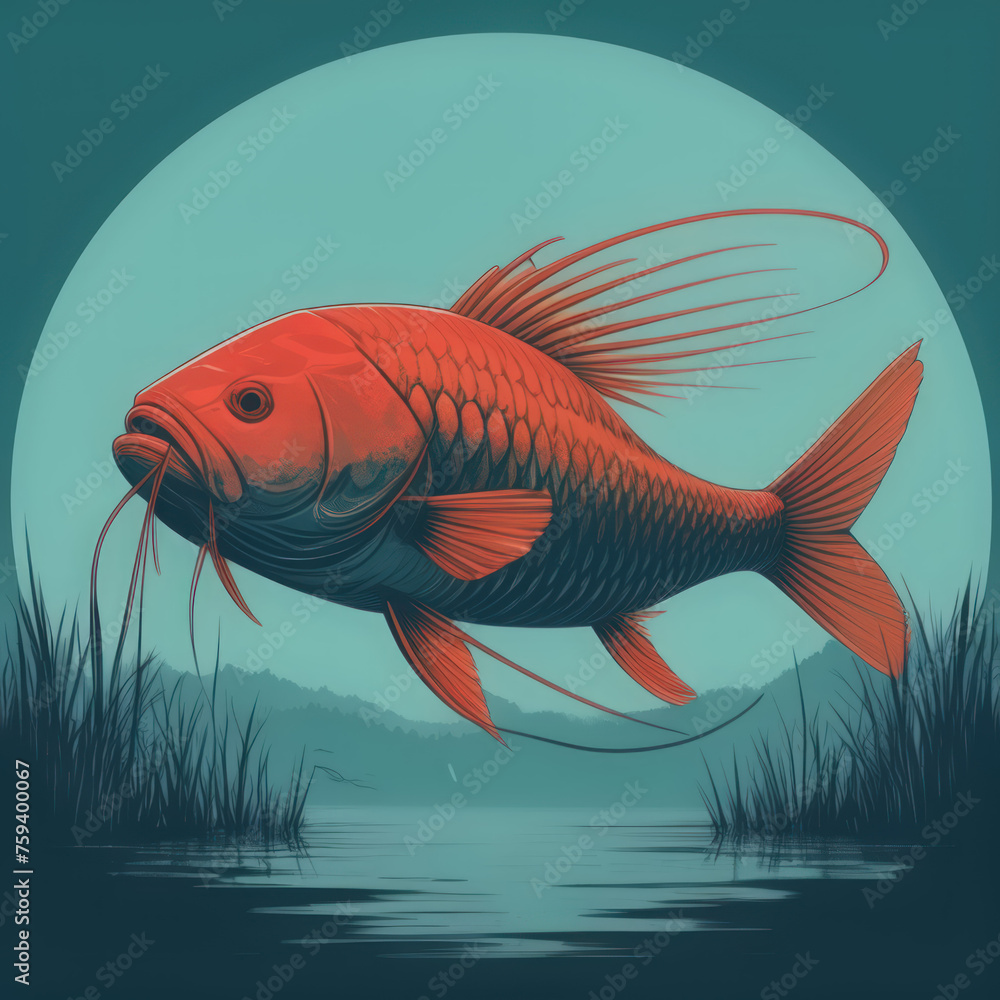 Fototapeta premium fish in the water or goldfish in the water or fish in the aquarium or goldfish in aquarium or fish isolated on white or fish isolated