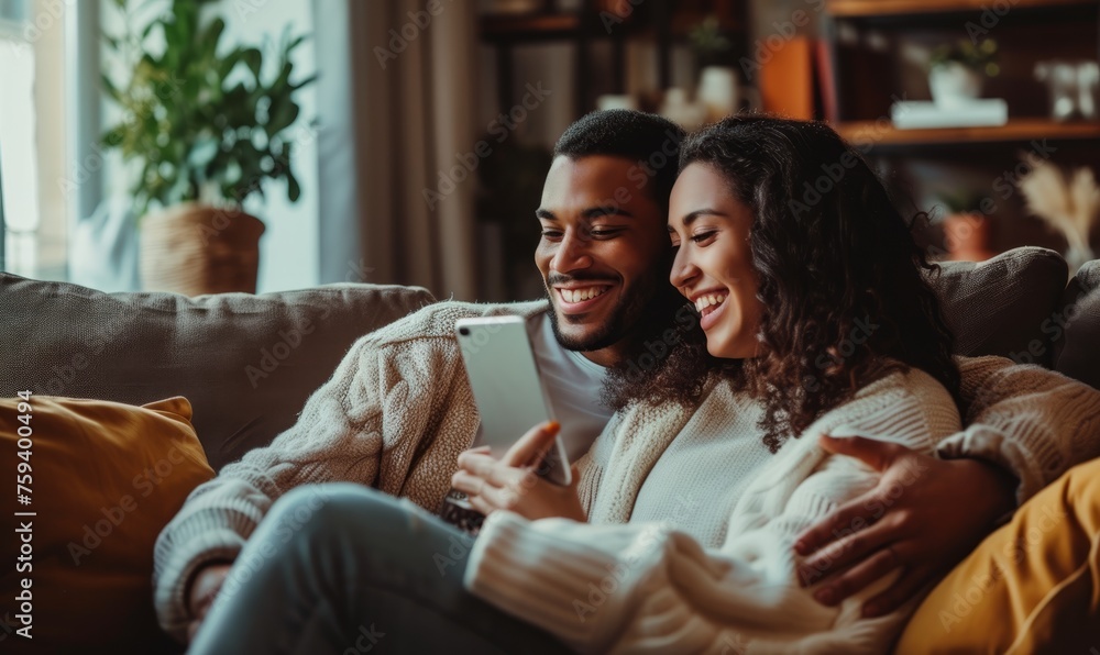 Happy Couple Enjoying a Cozy Moment at Home Happy Couple Enjoying a Cozy Moment at Home