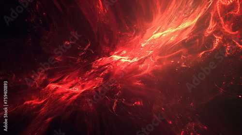 3D rendering abstract red fractal light background.