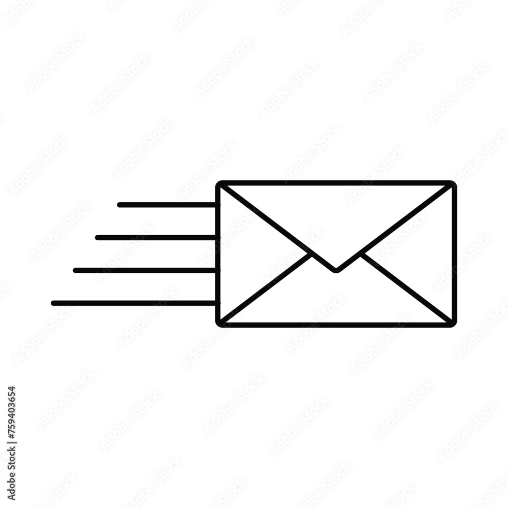 Mail envelope with speed lines, message going symbol, fast message icon Mail envelope with speed lines, message going symbol, fast message icon