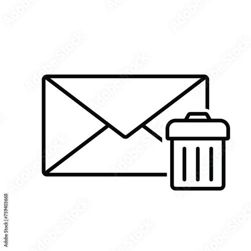Mail envelope with trash bin icon, delete message, email symbol