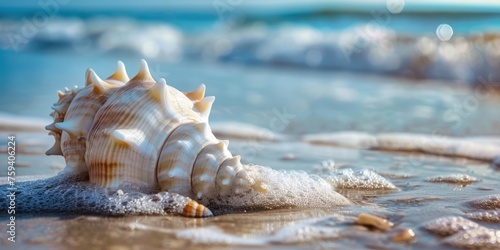 seashell on the beach copy space 