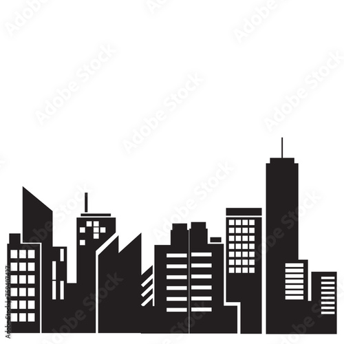 flat silhouette city landscape vector
