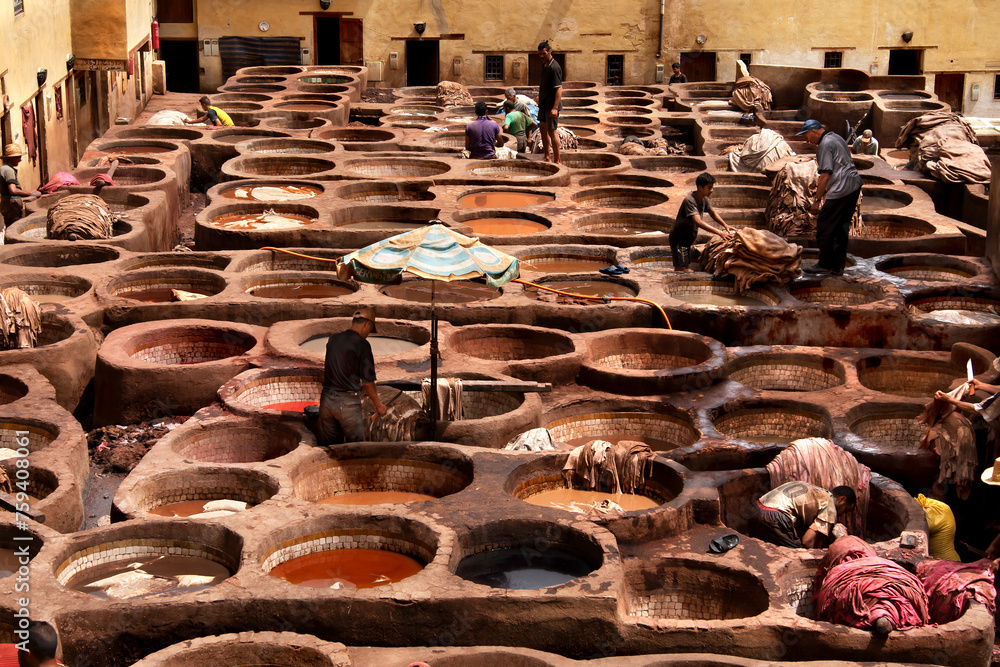 Chouara tannery is probably the most well known and certainly the most beautiful tannery in the world. Located in Fes, Morocco,