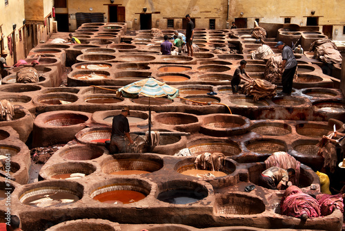 Chouara tannery is probably the most well known and certainly the most beautiful tannery in the world. Located in Fes, Morocco, photo