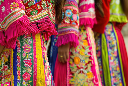 Close-ups of traditional clothing worn during celebrations. © Degimages