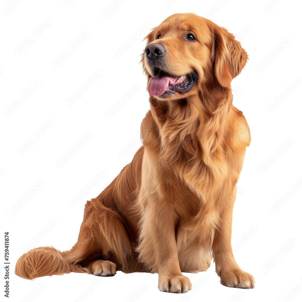 Golden Retriever dog isolated on transparent background With clipping path. cut out. 3d render Golden Retriever dog isolated on transparent background With clipping path. cut out. 3d render