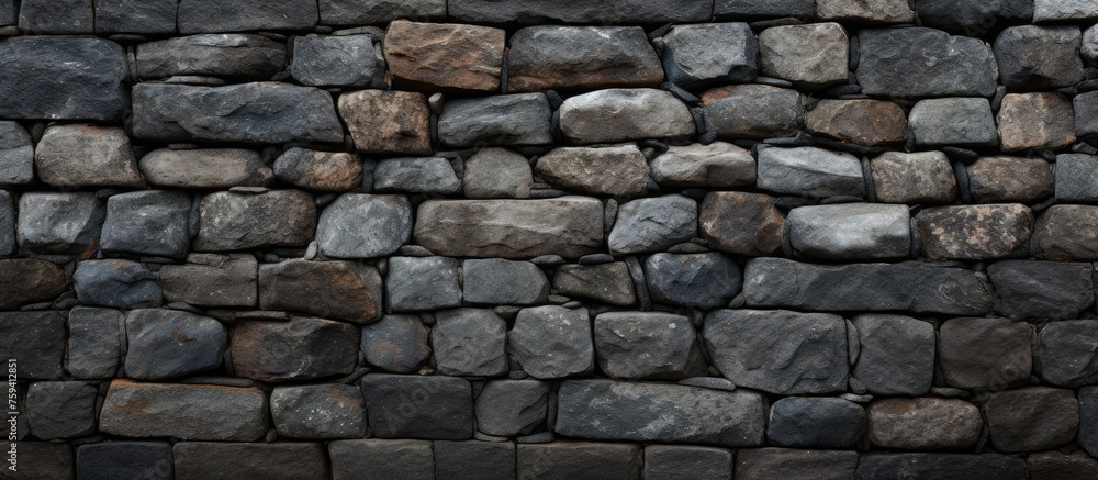 Fototapeta premium Varnished cobblestone stone wall.