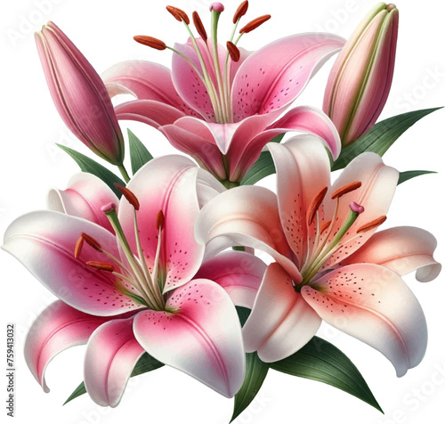 Beautiful Lily Bundle Vector Illustration