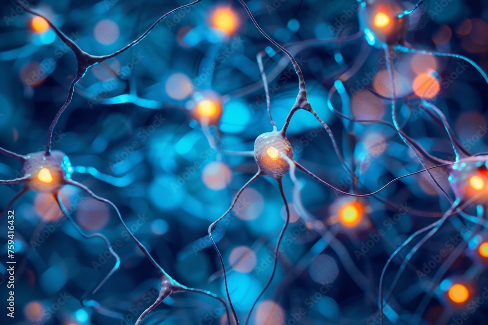 Future of neurology Genetically engineered neurons - obrazy, fototapety, plakaty 
