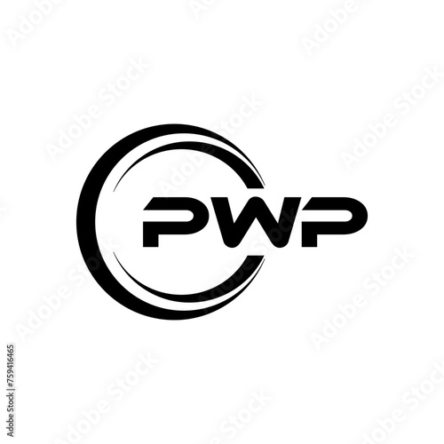 PWP letter logo design with white background in illustrator, cube logo, vector logo, modern alphabet font overlap style. calligraphy designs for logo, Poster, Invitation, etc. photo