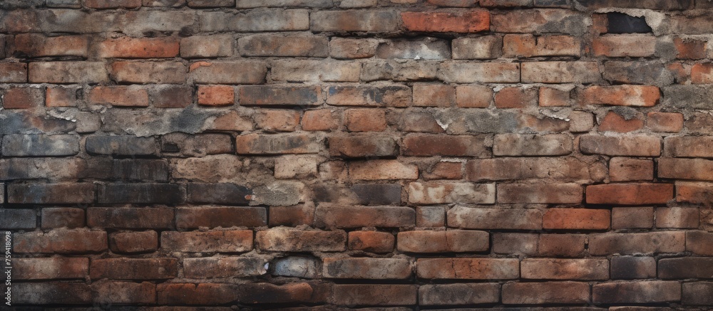Old, weathered brick wall details captured with selective focus. Old, weathered brick wall details captured with selective focus.