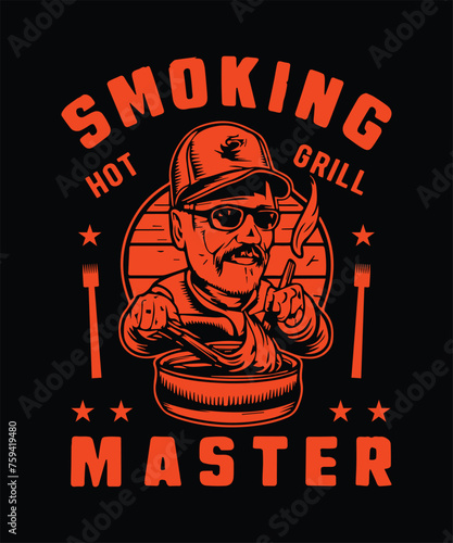 Smoking Hot Grill Master BBQ T-Shirt Design