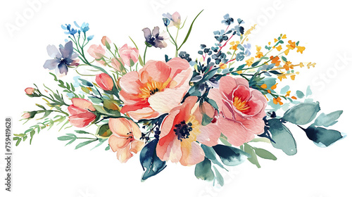 watercolor floral bouquet, wedding flower