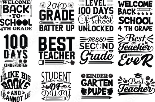 100 Days Of School T-shirt Design Bundle vector file For Print on Demand 100 Days Of School T-shirt Design Bundle Uniqe And Colorful 100Days School T-Shirt Design