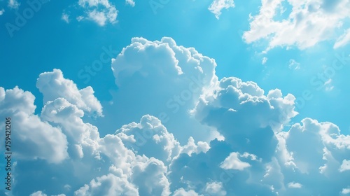 Cumulus Clouds Adorning a Clear Blue Sky