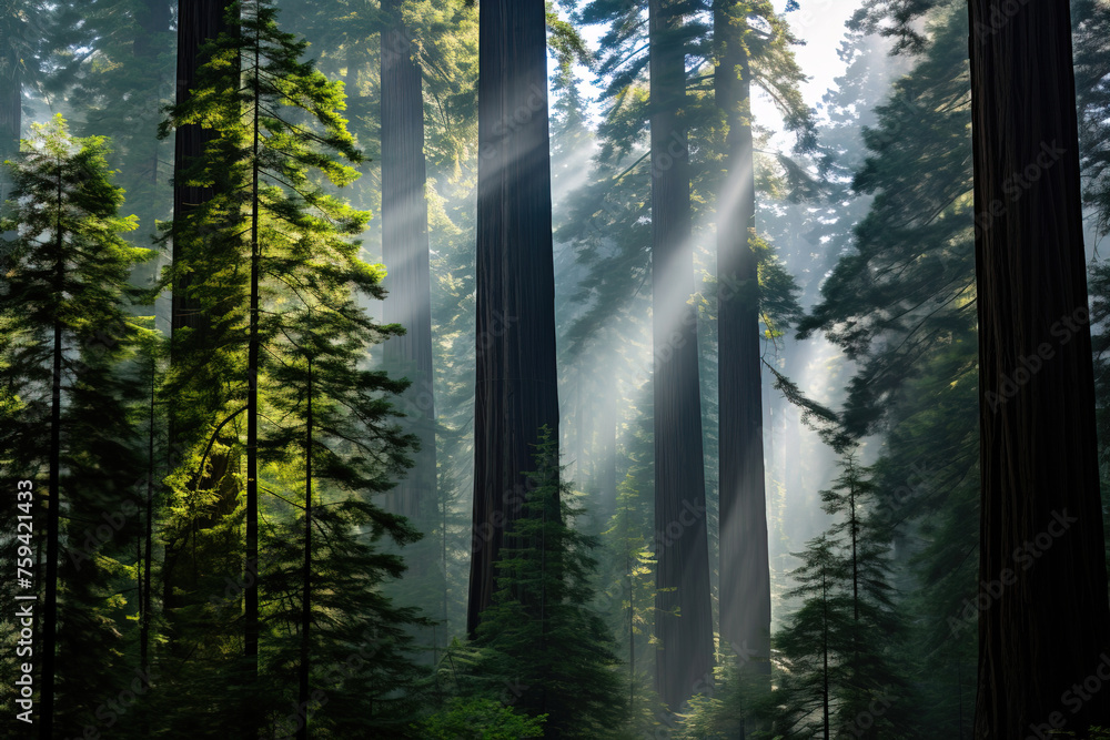 Fototapeta premium forest in fog.