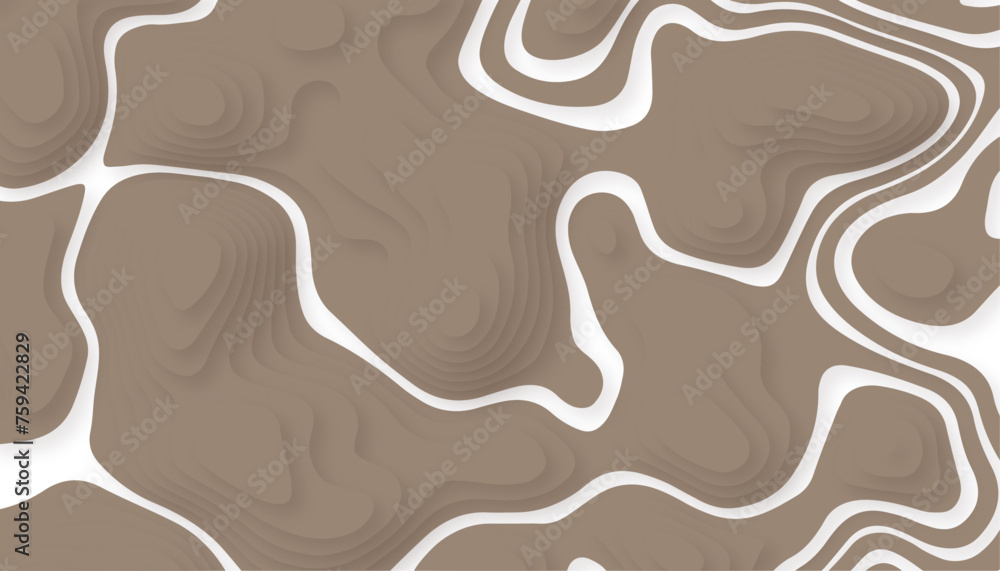 abstract wavy pattern 3d papercut chocolate, soft smooth lines curving to form a surface of light and shadow, abstract papercut and multi layer cutout geometric pattern on, textured Papercut