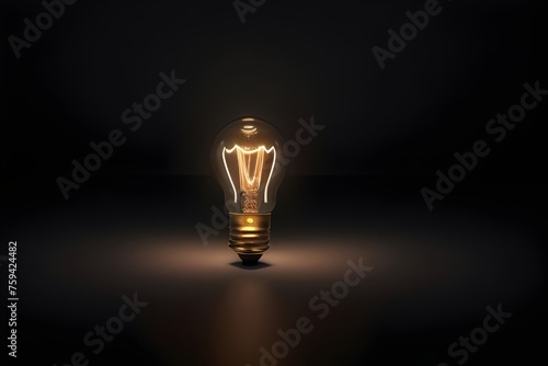 Light bulb in dark area. Perfect for design template, poster and more. Generative AI. V17 photo