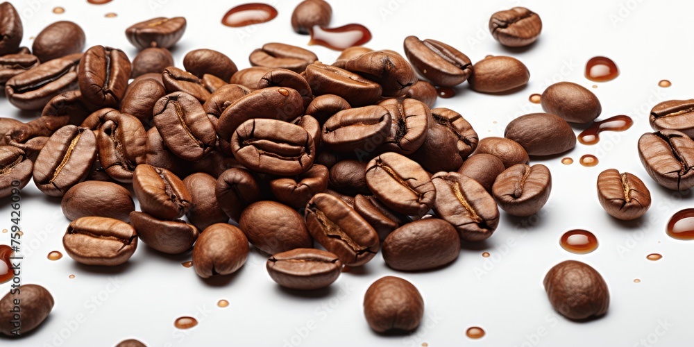 Obraz premium Pile of Coffee Beans on Table Generative AI