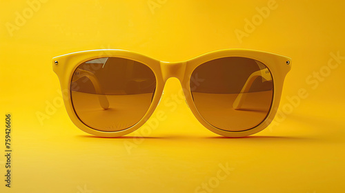 Studio shot of yellow sunglasses summer will come.