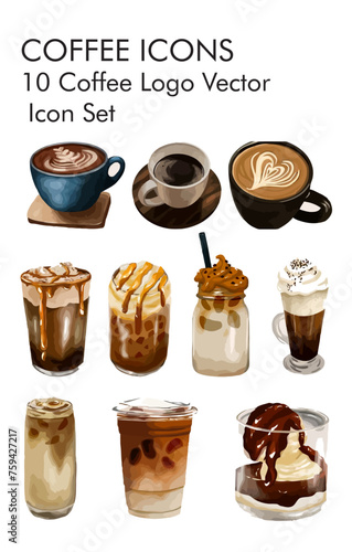 Coffee logo vector icon set