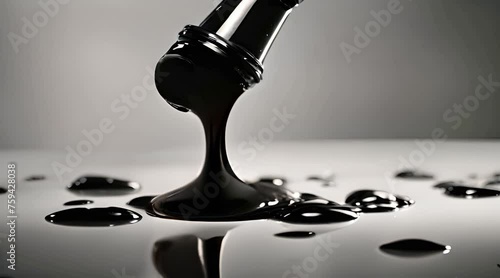 Abstract  blue coloured molten liquid oil slow motion pouring liquid