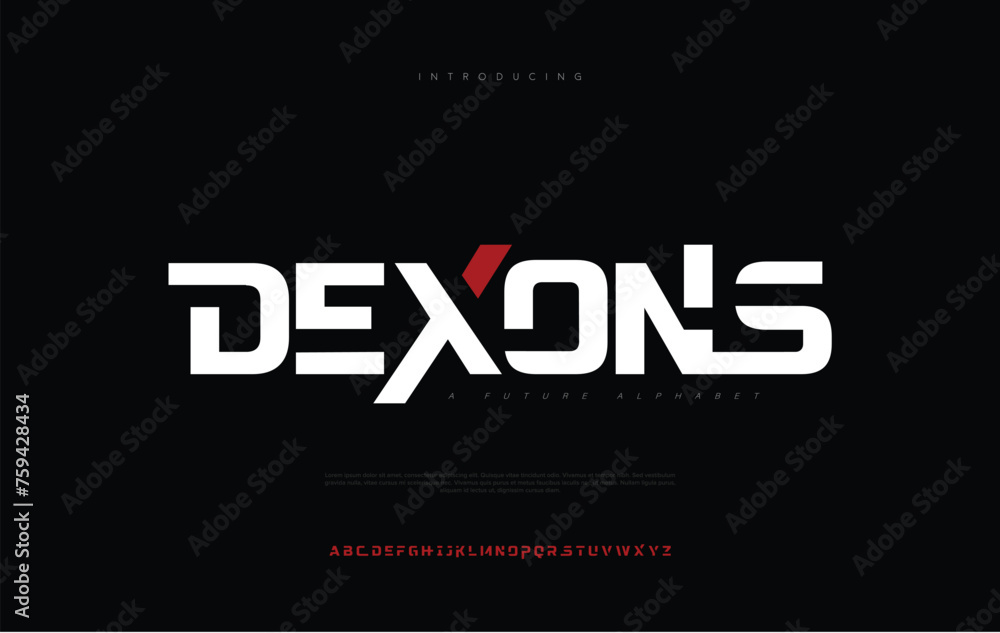 Dexons, abstract digital technology logo font alphabet minimal modern urban fonts for logo design
