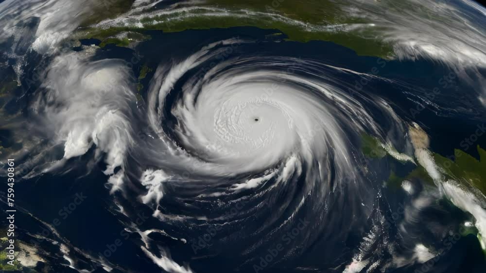 The grand scale of a hurricane forming over the ocean as seen from a satellite.
The grand scale of a hurricane forming over the ocean as seen from a satellite.