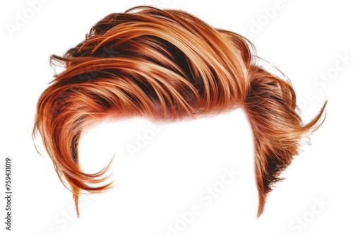 Stylish hair wig with trendy design isolated on background, front view, fashionable hairstyle concept. © TANATPON