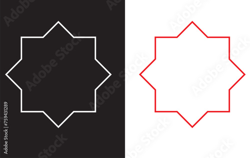 Ornament star flat logo template vector concept art on grey and white color.