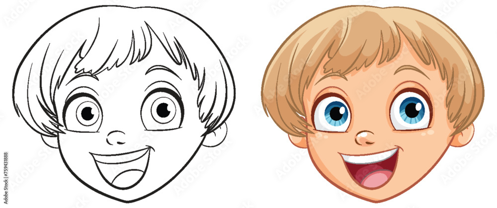 Vector illustration of a happy young boy's face Vector illustration of a happy young boy's face