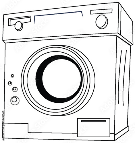 Black and white vector of a washing machine