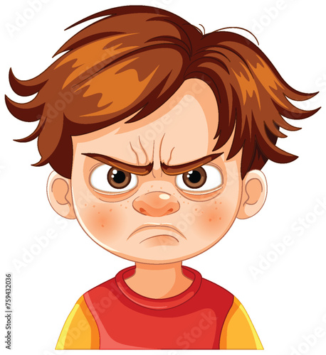 Vector illustration of a boy with an angry face