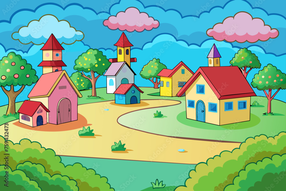 villages cute background is tree