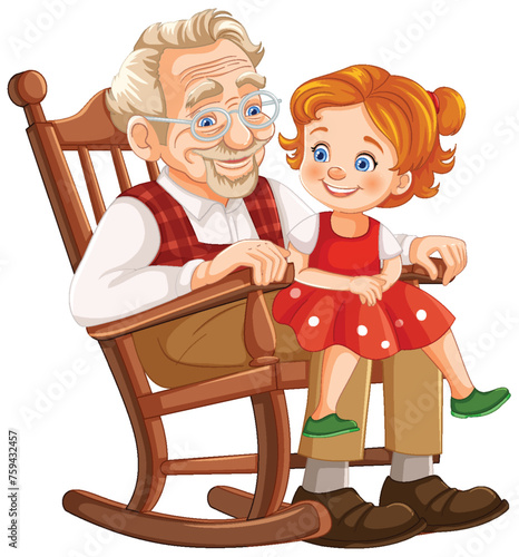 Elderly man and young girl enjoying time together