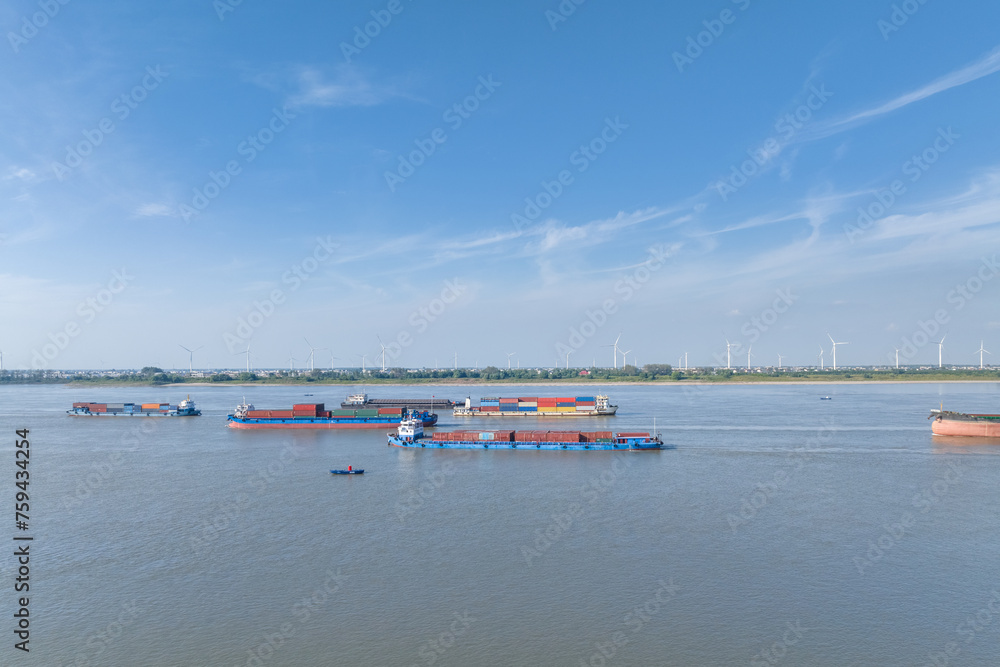 Yangtze river shipping landscape