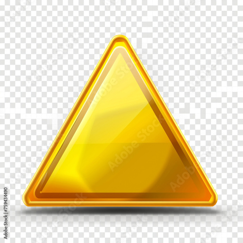 yellow triangle warning sign on a transparent background photo