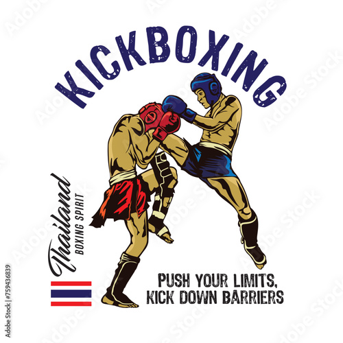 Thai Boxing martial art vector illustration, perfect for t shirt design