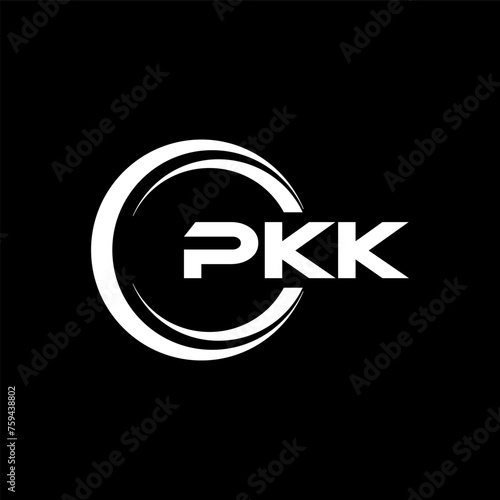 PKK letter logo design with black background in illustrator, cube logo, vector logo, modern alphabet font overlap style. calligraphy designs for logo, Poster, Invitation, etc. photo